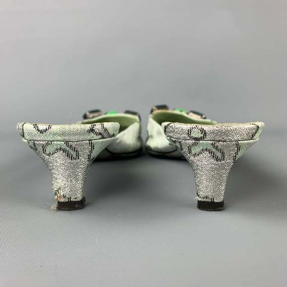 PRADA Green Embellishments Silk Kitten Heel Pumps - Picture 5 of 7